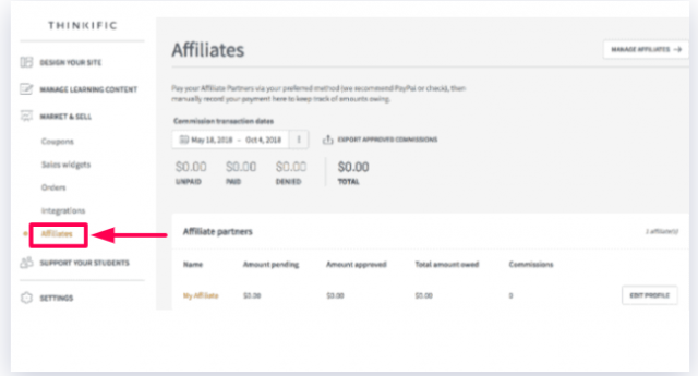 Thinkific - Affiliates Modules