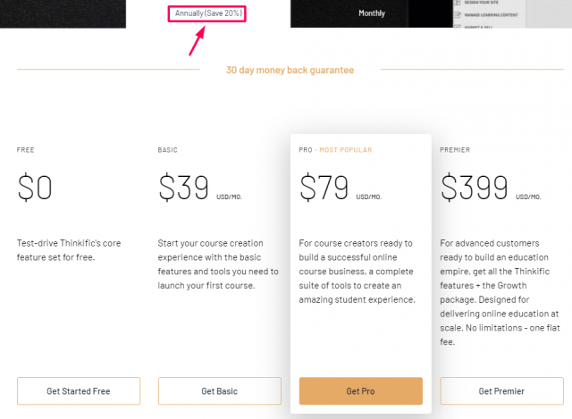 Thinkific - Pricing