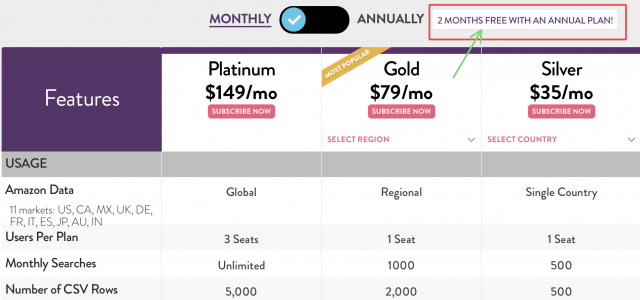 Merchant Words Discount  - Pricing Plan