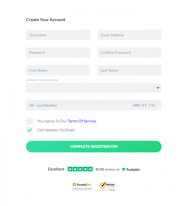 Divi Create Your Account