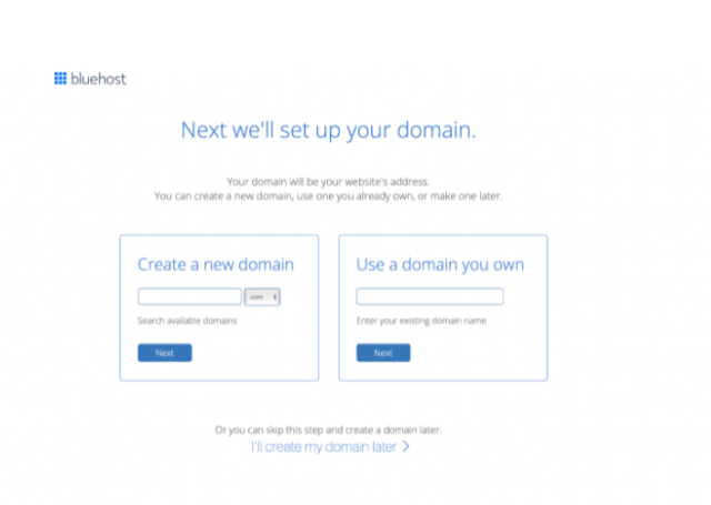 BlueHost - Choose A Domain