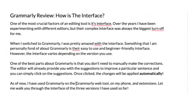 Grammarly Interface