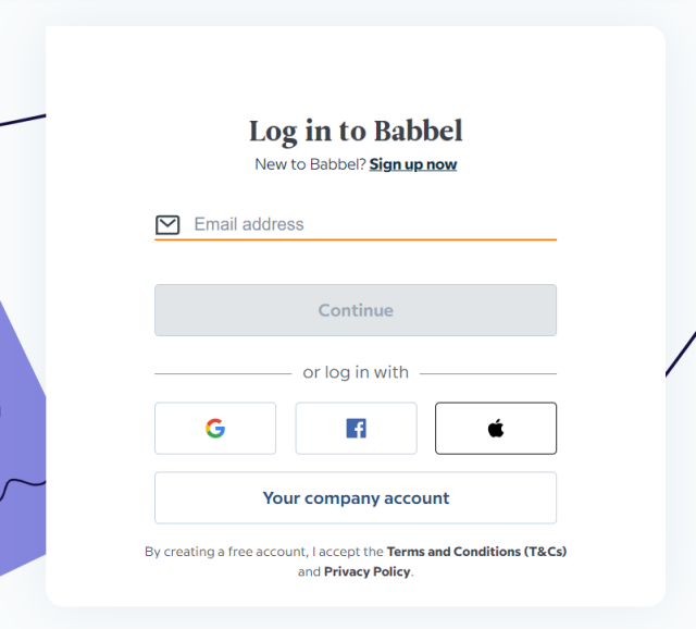 Babbel Sign Up Page