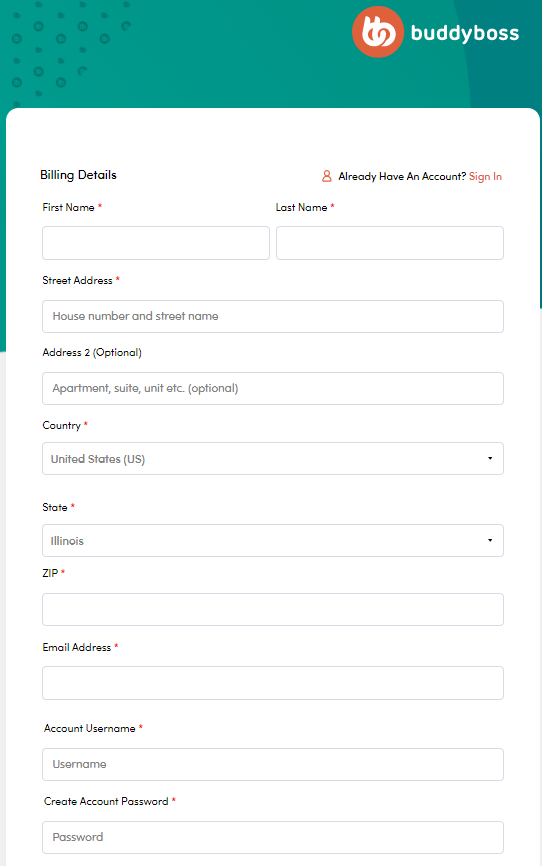 BuddyBoss Create A Account