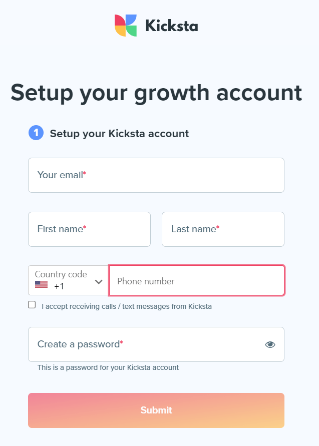 kicksta  - Create Your Account