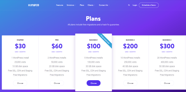 Kinsta - Plans