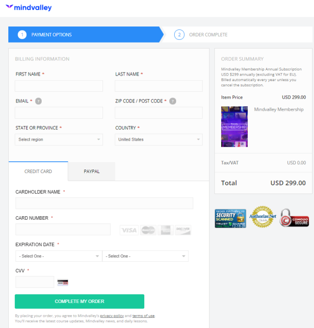 Mindvalley - Payment Option