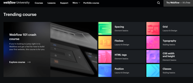 Webflow University - Trending Course