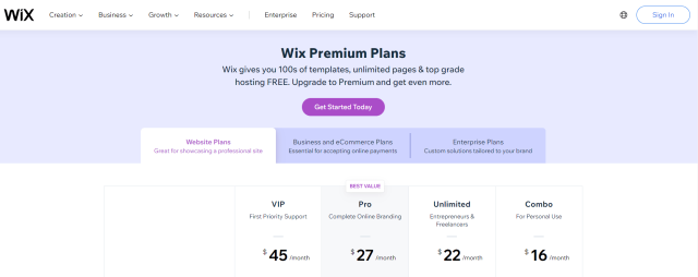  Wix - Website Plan