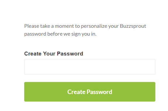 Buzzsprout Create your password