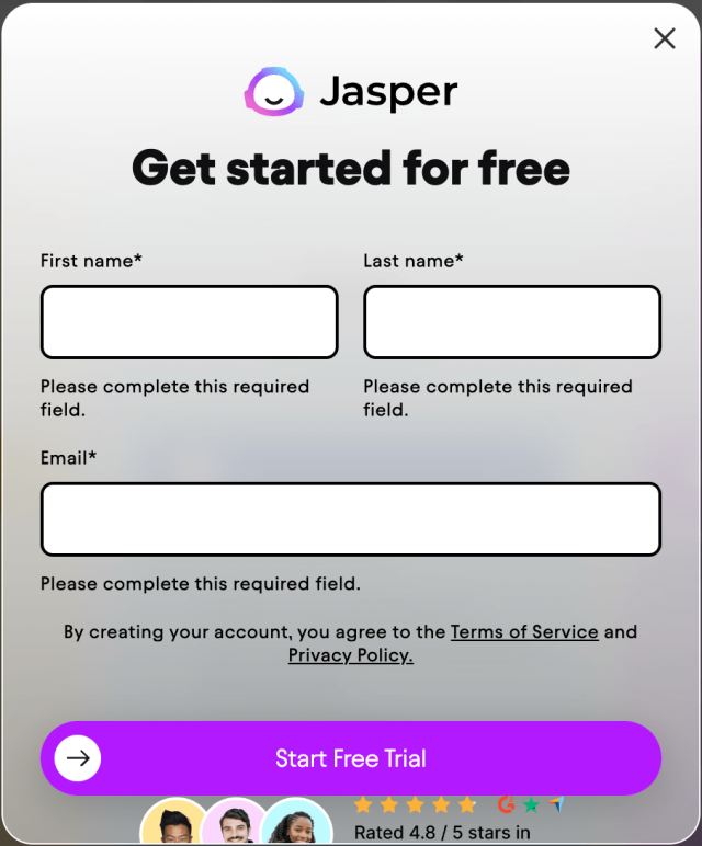  Jasper AI Create an account