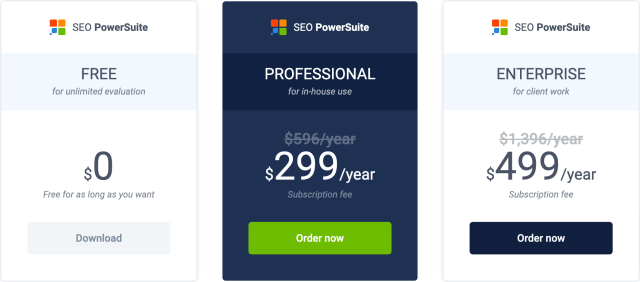 SEO Powersuite - Pricing Plan