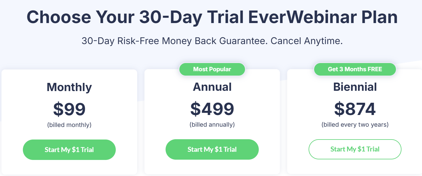 EverWebinar DIscounted Pricing Page