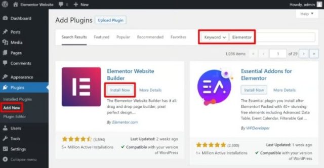 Install WordPress + Elementor